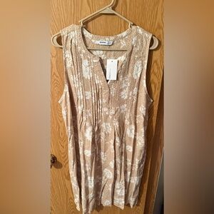 Sonoma Beige Floral Sleeveless Dress